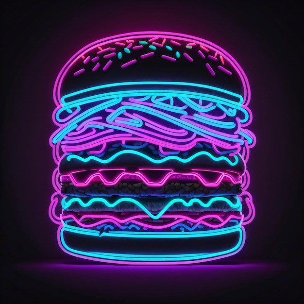 Neon z napisem „burger”.