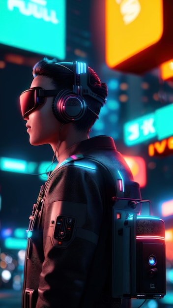 Neon z napisem „cyberpunk”.