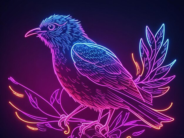 Zdjęcie neonowa ilustracja ptaka calibri cuckoo