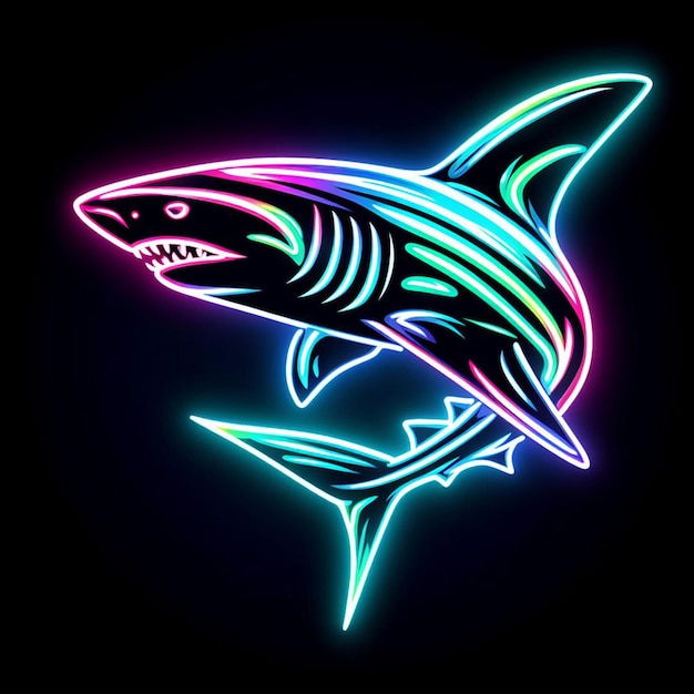 Neonowa sztuka rekina