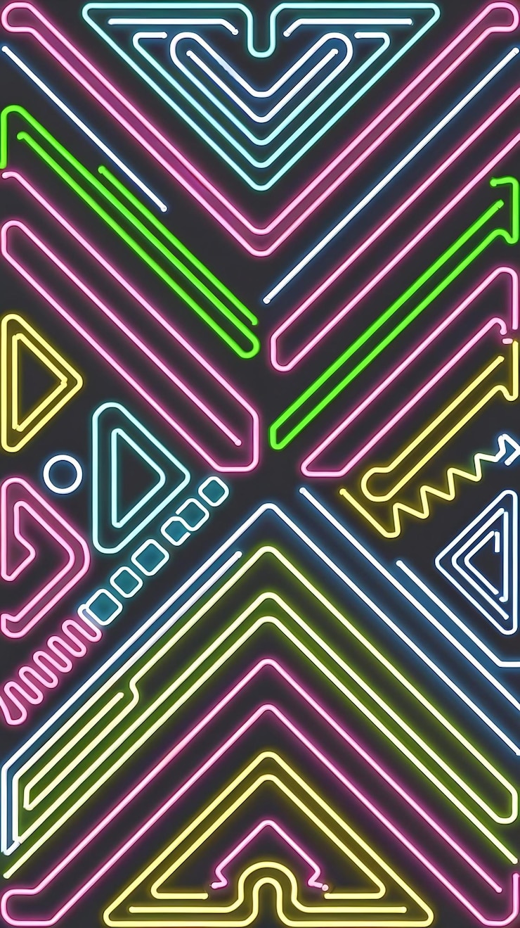 Zdjęcie neonowe kształty geometryczne w tle