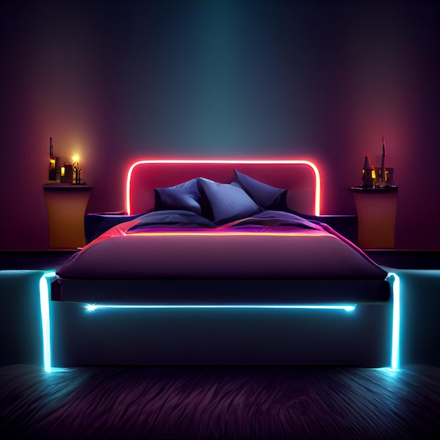 Neonowe łóżko