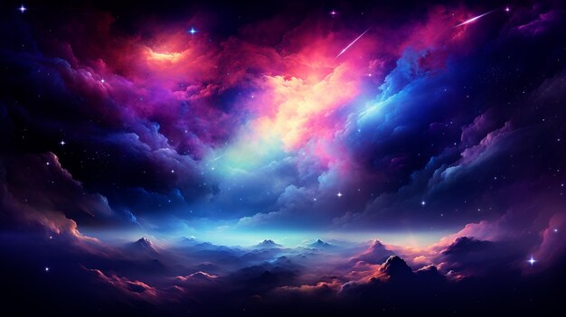 Zdjęcie neonowe mgławice niebieskie świecą żyjącym kosmosem a c a f b a c b f cda e jpg