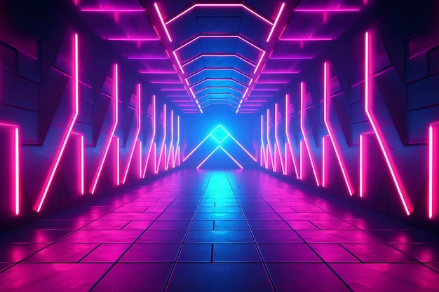 Neonowe oświetlenie na ścianach futurystyczne tło do gier