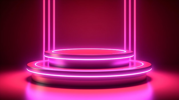 Neonowe podium 3D Futurystyczny element konstrukcyjny dla nowoczesnych wyświetlaczy i prezentacji