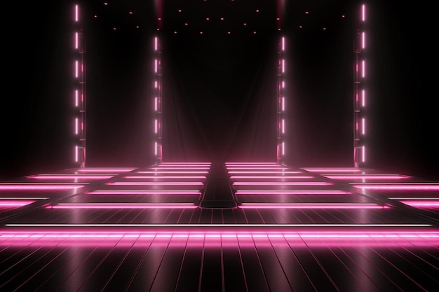 Neonowe różowe światła na tle sceny