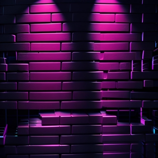 neonowe różowe tło z cegły z lekkim oświetleniem