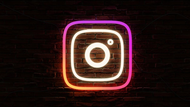 Neonowe światła Instagram Logo Ilustracja 3D