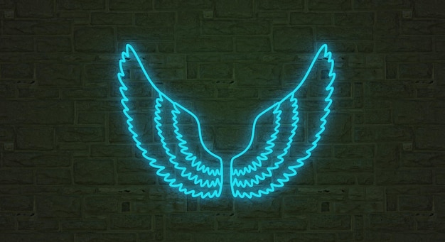 Neonowe światło skrzydeł, realistyczna wielokolorowa, wyjątkowo świecąca czcionka
