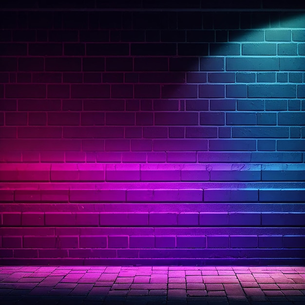 Zdjęcie neonowe światło tła na ceglanej ścianie generowane przez si