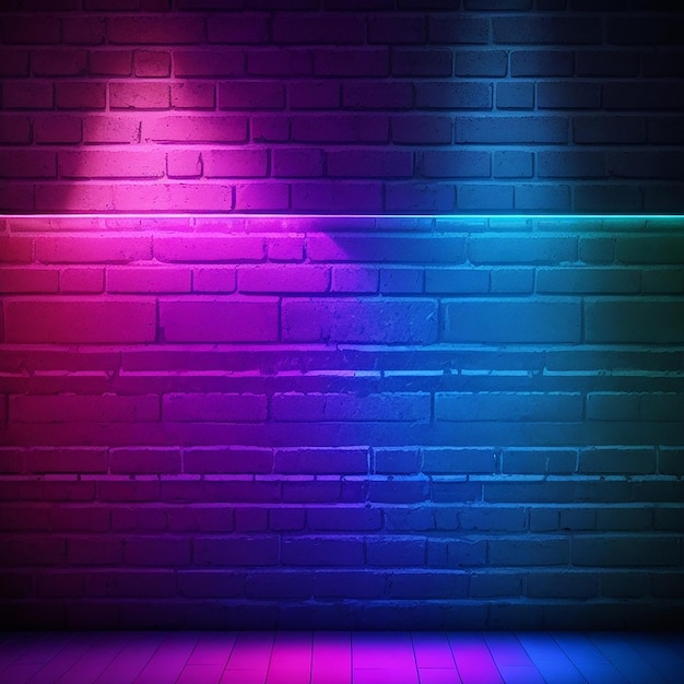 Zdjęcie neonowe światło tła na ceglanej ścianie generowane przez si