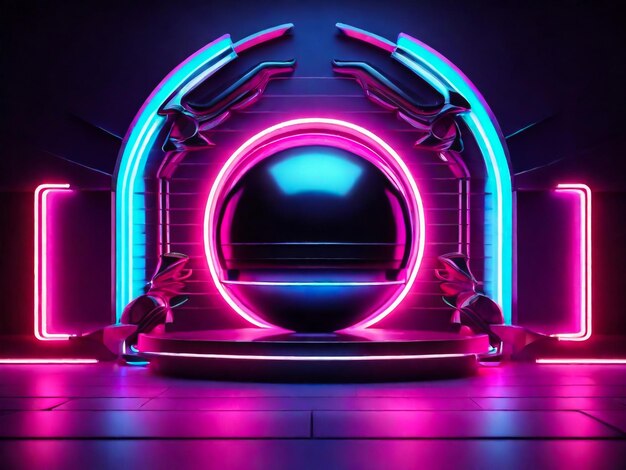 Neonowe tło koncepcja Disco neon światło tło rendering 3d