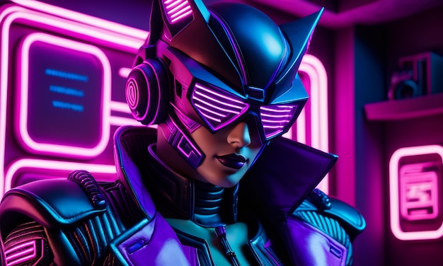 Neonowe tło synthwave retro cyber punk miasto pokój futurystyczne kolory magenta fioletowy