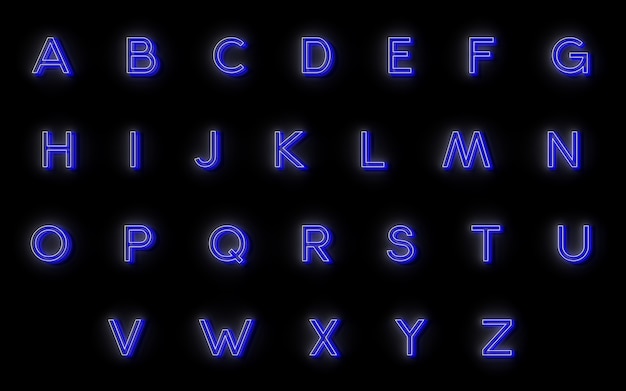 Zdjęcie neonowy alfabet. 24 litery do twojego projektu