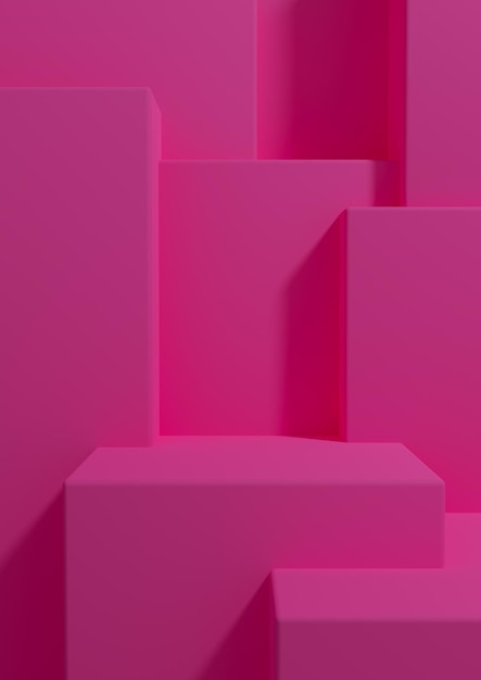 Neonowy różowy wyświetlacz produktu 3D podium luksusowe proste minimalne abstrakcyjne tło z geometrią fotografii