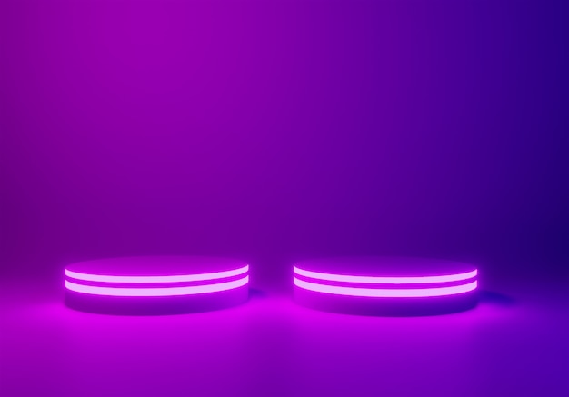 Neonowy Sceny Lub Podium Tło, 3d Odpłaca Się