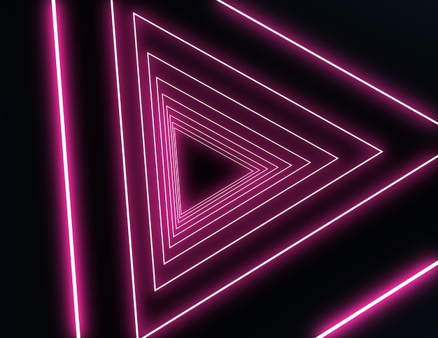 Neonowy tunel 3D z neonowym światłem. ilustracja 3d