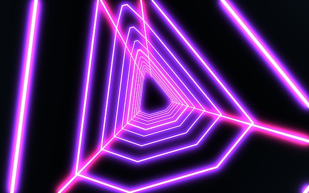 Neonowy Tunel 3d Z Neonowym światłem. Ilustracja 3d