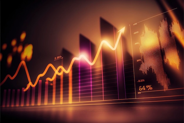 Neonowy wykres świecowy wykres słupkowy wykres giełdowy światowy wykres inwestycyjny handel akcjami Ai generatywny