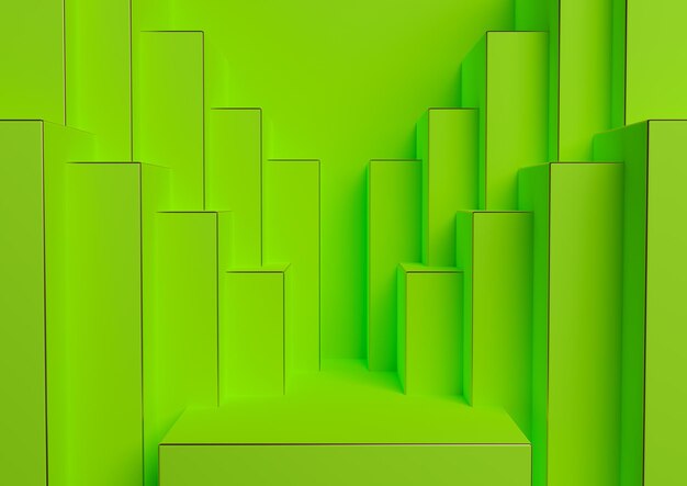Neonowy zielony wyświetlacz produktu 3D podium symetryczne geometryczne tło luksusowa reklama abstrakcyjna