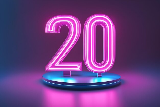 Neonowy znak z napisem "20"