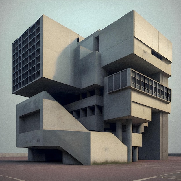 Neu Brutalizm budowanie sztuki illustartion ziarnista tekstura