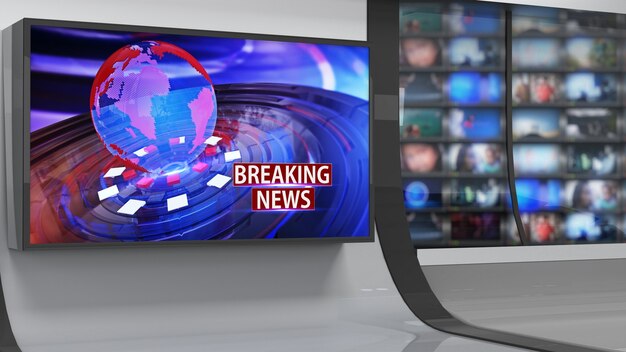 Zdjęcie news studio tło dla programów telewizyjnych tv na wall3d virtual news studio tło 3d illustration