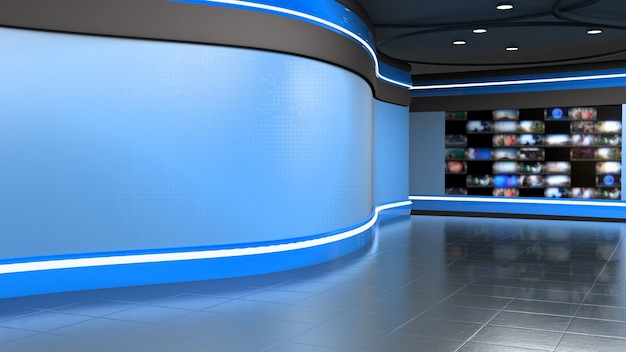 News Studio tło dla programów telewizyjnych TV na Wall3D Virtual News Studio tło 3d illustration