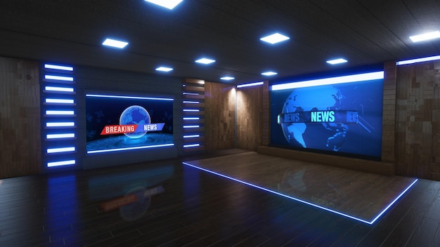 News Studio tło dla programów telewizyjnych TV na Wall3D Virtual News Studio tło 3d illustration