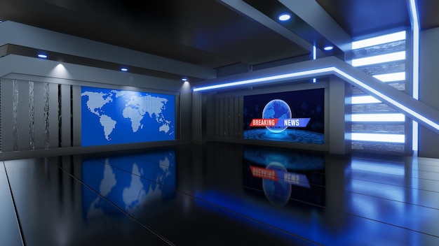 News Studio tło dla programów telewizyjnych TV na Wall3D Virtual News Studio tło 3d illustration