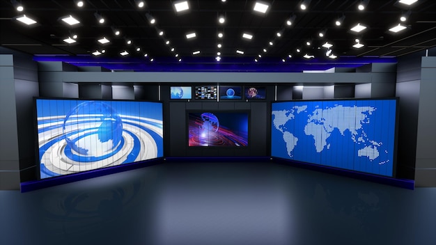 News Studio tło dla programów telewizyjnych TV na Wall3D Virtual News Studio tło 3d illustration