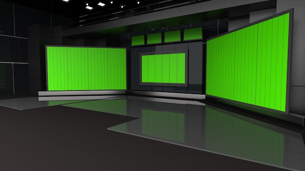 News Studio Tło Dla Programów Telewizyjnych Tv Na Wall3d Virtual News Studio Tło 3d Illustration