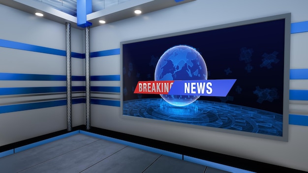 News Studio tło dla programów telewizyjnych TV na Wall3D Virtual News Studio tło 3d illustration