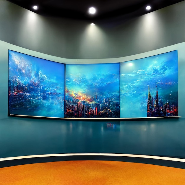 Zdjęcie news studio tło dla programów telewizyjnych tv na wall3d virtual news studio tło 3d illustration