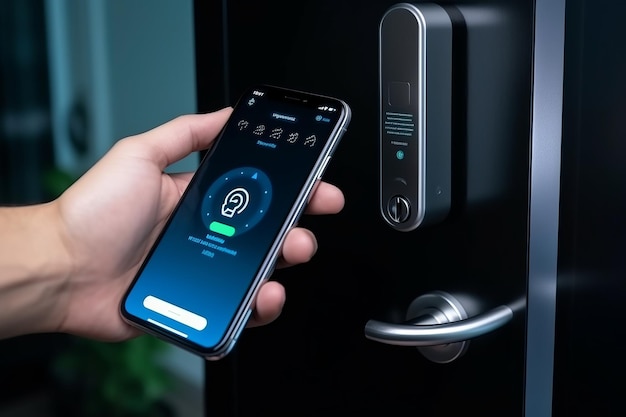 NextGen Home Security Odblokowanie drzwi za pomocą smartfona Eksploracja technologii NFC Odcisk palca Sc