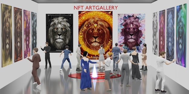 Zdjęcie nft art gallery na metaverse avatar legs nftprojects ilustracje 3d