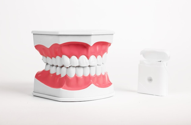 Nić dentystyczna i szczęka zębów Koncepcja higieny jamy ustnej