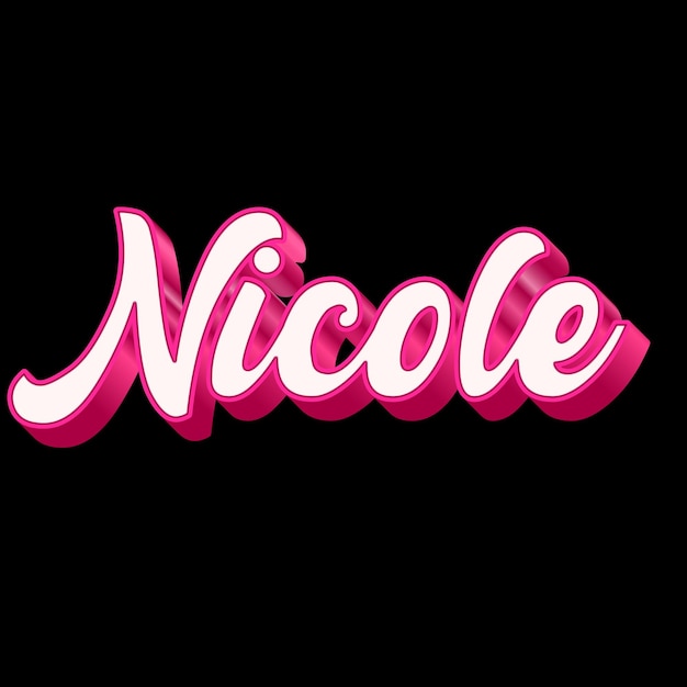 Nicole Typography 3D Design Różowy Czarno-Biały Tło Zdjęcie JPG