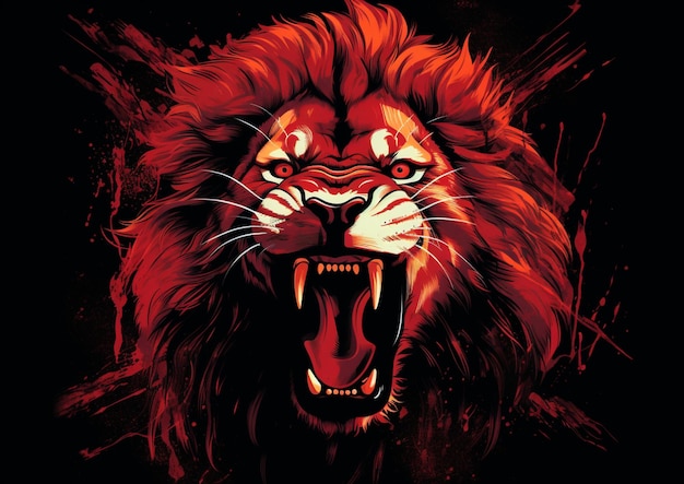 niebezpieczna lew ilustrowana sztuka
