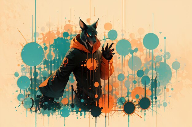 Niebezpieczny potwór wilkołak zwierzę kreskówki anime postać abstrakcyjna wirtualna ilustracja tło