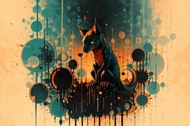 Niebezpieczny potwór wilkołak zwierzę kreskówki anime postać abstrakcyjna wirtualna ilustracja tło