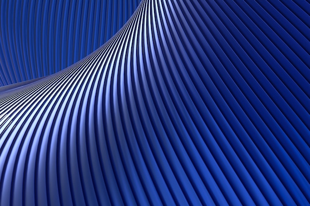 Niebieska abstrakcyjna ściana fala architektura abstrakcyjne tło renderowanie 3d, niebieskie tło do prezentacji