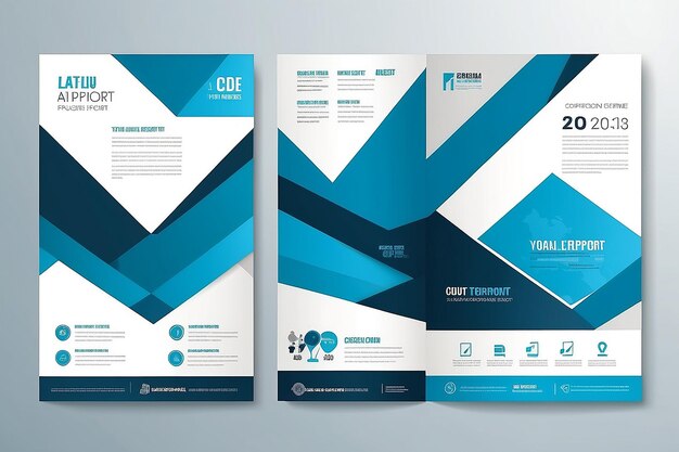 Zdjęcie niebieska broszura sprawozdania rocznego szablon projektu wektoru okładki ulotki prezentacja abstrakt płaskie tło
