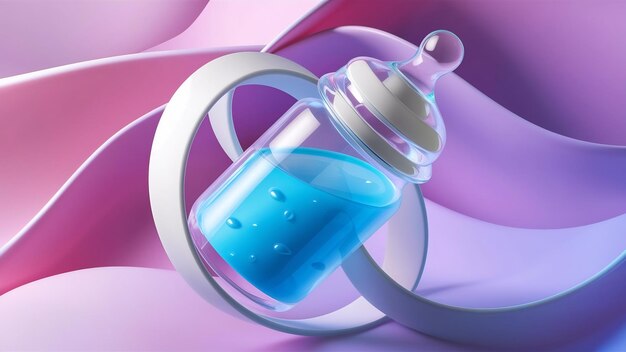 Niebieska butelka dla niemowląt ilustracja 3d