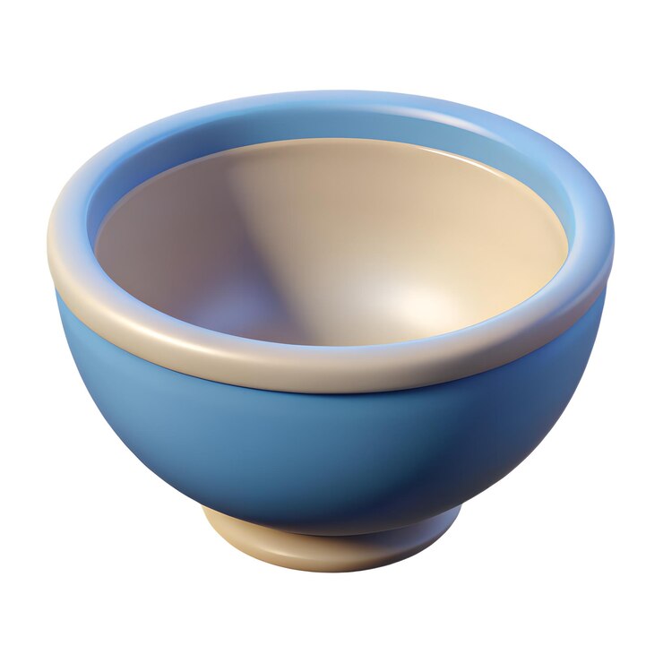 Niebieska ceramiczna miska - renderowanie 3D