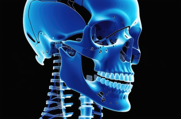 niebieska czaszka z niebieską czaszką i kośćmi