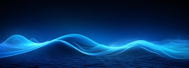 Niebieska fala w oceanie w nocy Generatywna sztuczna inteligencja