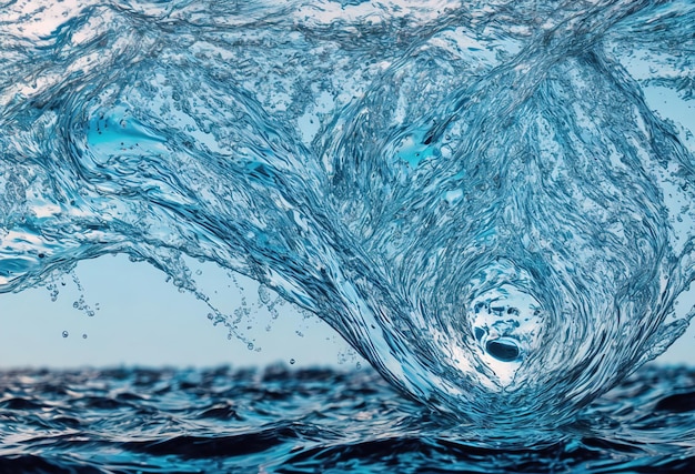 Niebieska fala wodna z napisem ocean