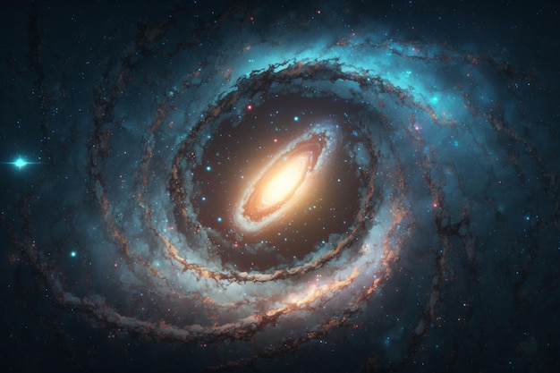 Niebieska galaktyka z dużą dziurą w środku.