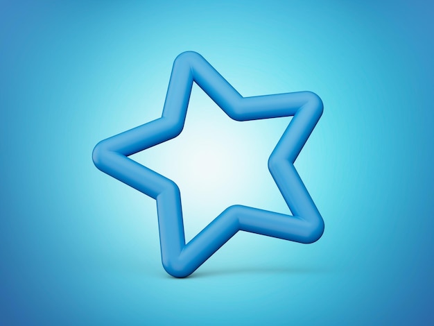 Niebieska gwiazda ikona ilustracja 3d na białym tle